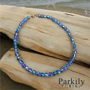 Handcrafted sparkly necklace with round Swarovski crystal beads